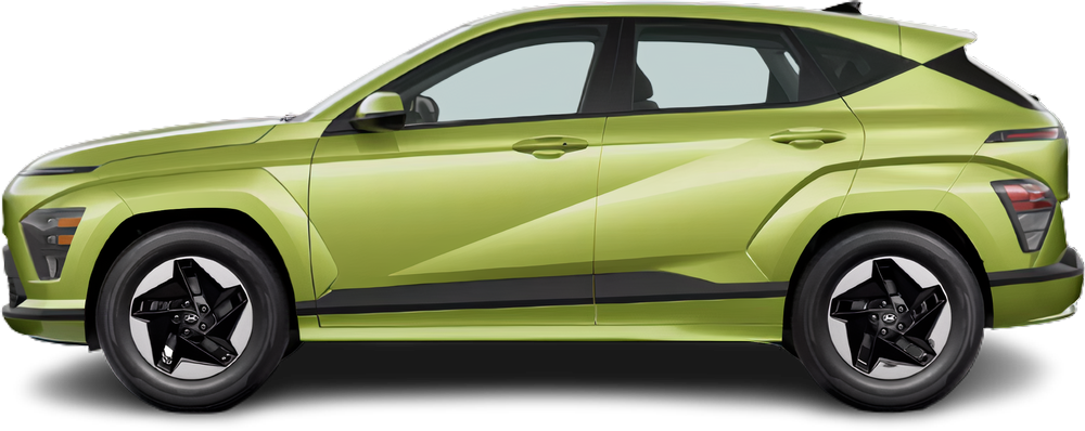 Side view photo of Hyundai Kona Electric Long Range (2023-…) on transparent background