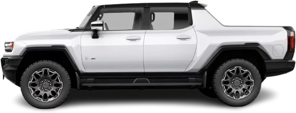 Side view photo of GMC Hummer EV Pickup 2X (2023-…) on transparent background