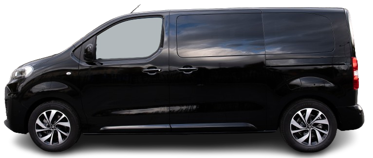 Side view photo of Citroën e-SpaceTourer M 75 kWh (2024-…) on transparent background