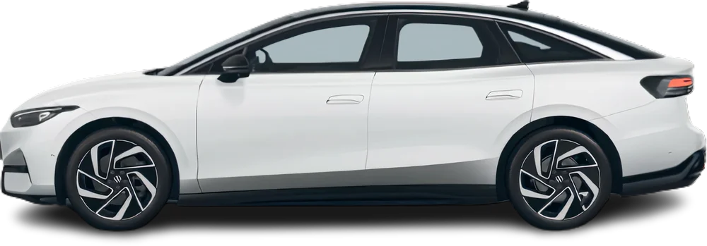 Side view photo of Volkswagen ID.7 Pro (2023-…) on transparent background