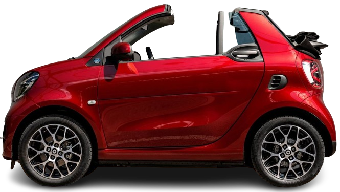 Side view photo of Smart EQ fortwo cabrio (2020-2023) on transparent background