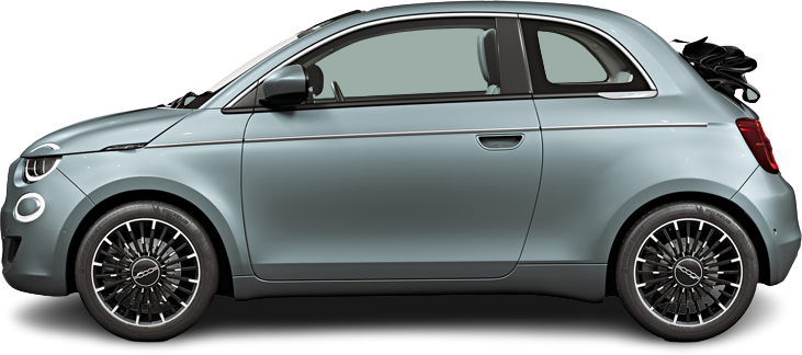 Side view photo of Fiat 500e Cabrio 42 kWh (2020-…) on transparent background