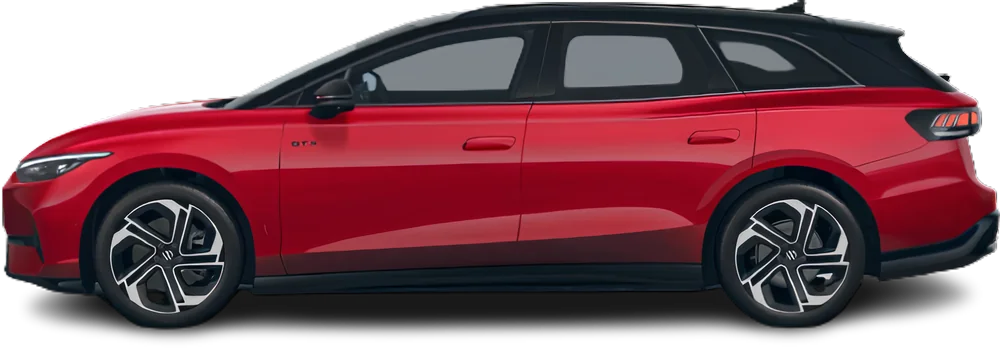 Side view photo of Volkswagen ID.7 Tourer GTX (2024-…) on transparent background