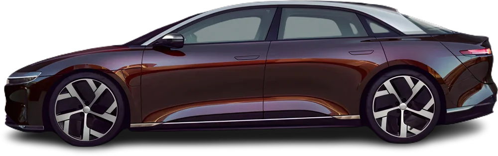Side view photo of Lucid Air Dream Edition Performance (2021-2022) on transparent background