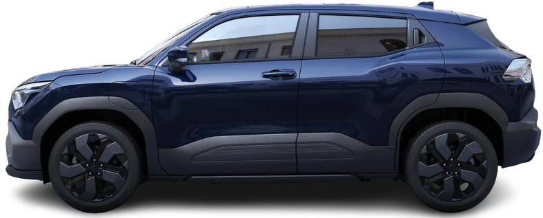Side view photo of Suzuki e Vitara 61 kWh AWD (2025-…) on transparent background