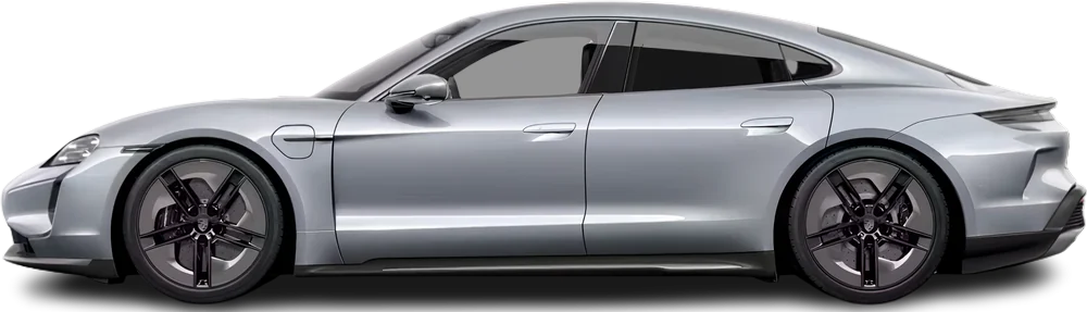 Side view photo of Porsche Taycan Turbo S (2020-2024) on transparent background