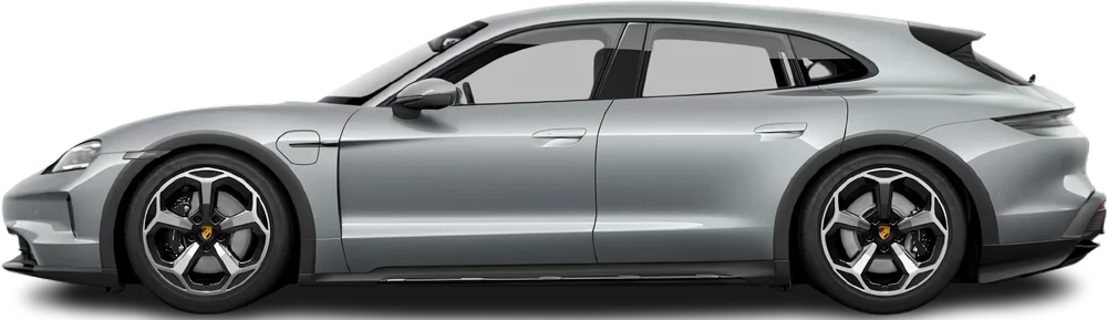 Side view photo of Porsche Taycan 4S Cross Turismo (2024-…) on transparent background