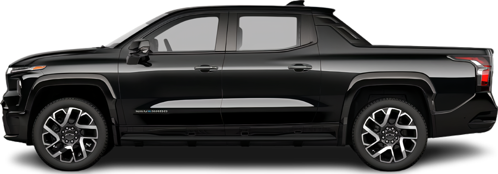Side view photo of Chevrolet Silverado EV LT Standard Range (2025-…) on transparent background
