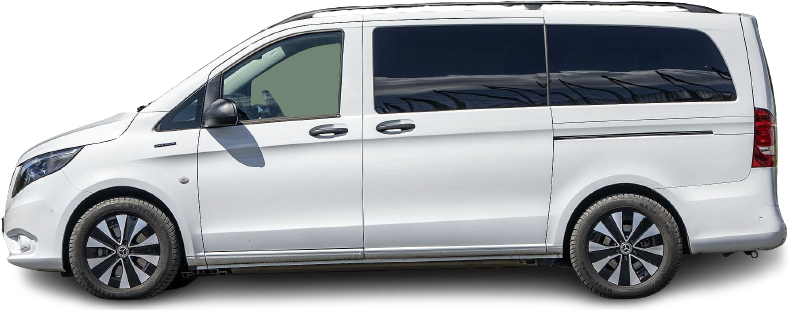 Side view photo of Mercedes eVito Tourer Long 90 kWh (2020-2023) on transparent background