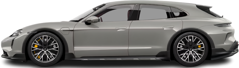 Side view photo of Porsche Taycan Turbo S Cross Turismo (2021-2024) on transparent background