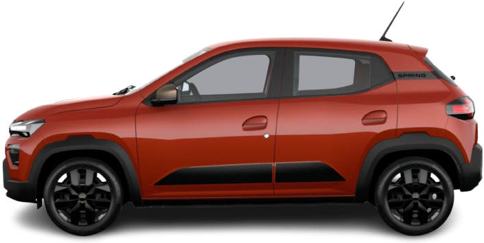 Side view photo of Dacia Spring Electric 45 (2024-…) on transparent background