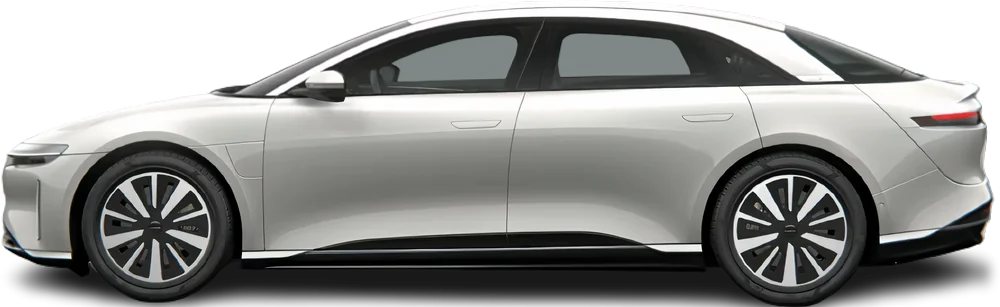 Side view photo of Lucid Air Pure RWD (2022-…) on transparent background