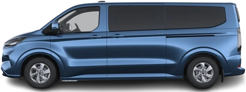 Side view photo of Ford e-Tourneo Custom L2 160 kW (2024-...) on transparent background