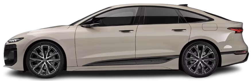 Side view photo of Audi A6 Sportback e-tron quattro (2024-…) on transparent background