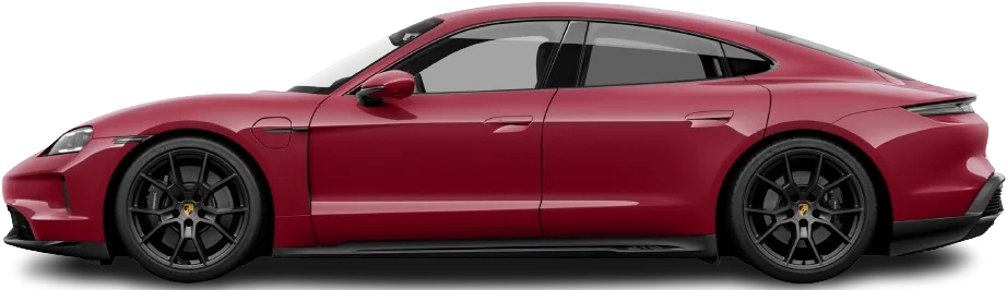 Side view photo of Porsche Taycan GTS (2024-...) on transparent background