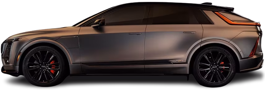 Side view photo of Cadillac Lyriq V (2025-…) on transparent background