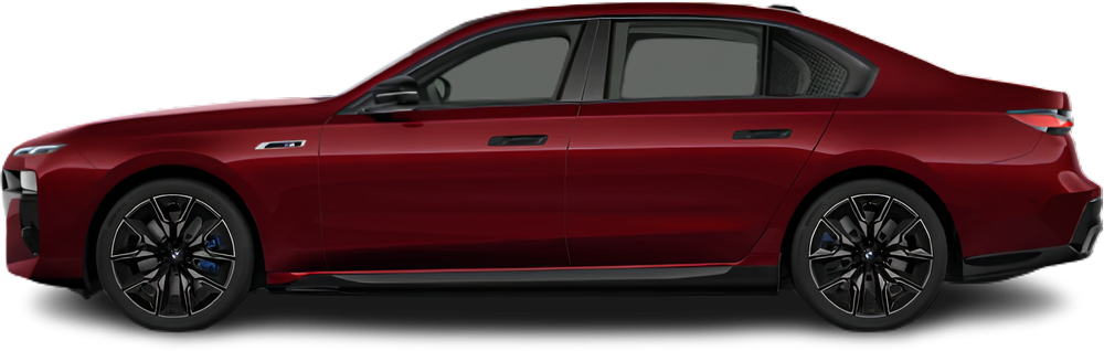 Side view photo of BMW i7 M70 xDrive (2023-…) on transparent background