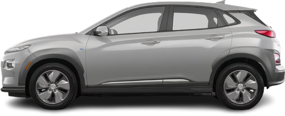 Side view photo of Hyundai Kona Electric Long Range (2019-2021) on transparent background