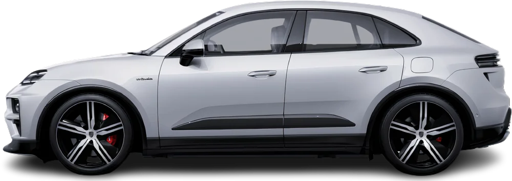 Side view photo of Porsche Macan Turbo Electric (2024-…) on transparent background
