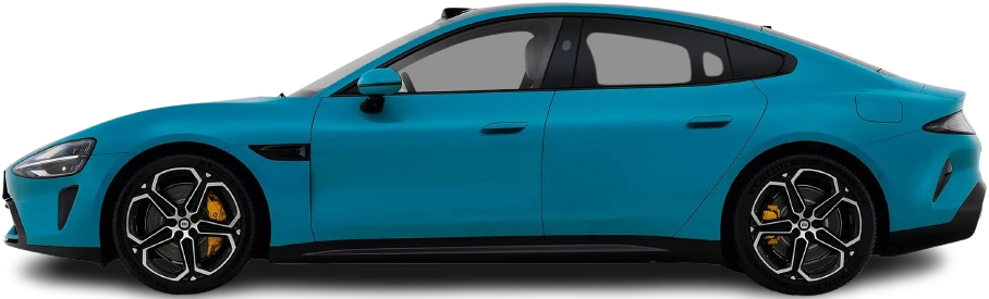 Side view photo of Xiaomi SU7 (2024-...) on transparent background