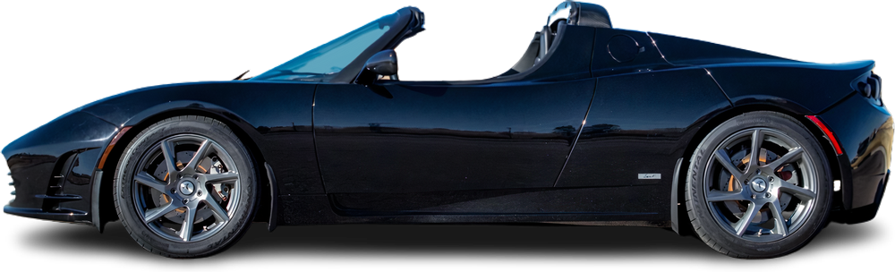 Side view photo of Tesla Roadster 2.0 (2009-2010) on transparent background