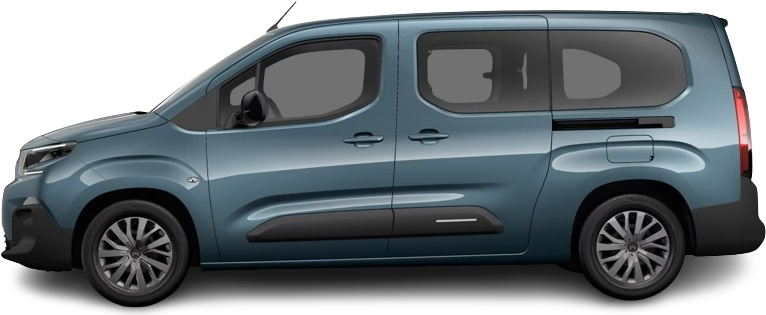 Side view photo of Citroën e-Berlingo XL 50 kWh (2024-…) on transparent background