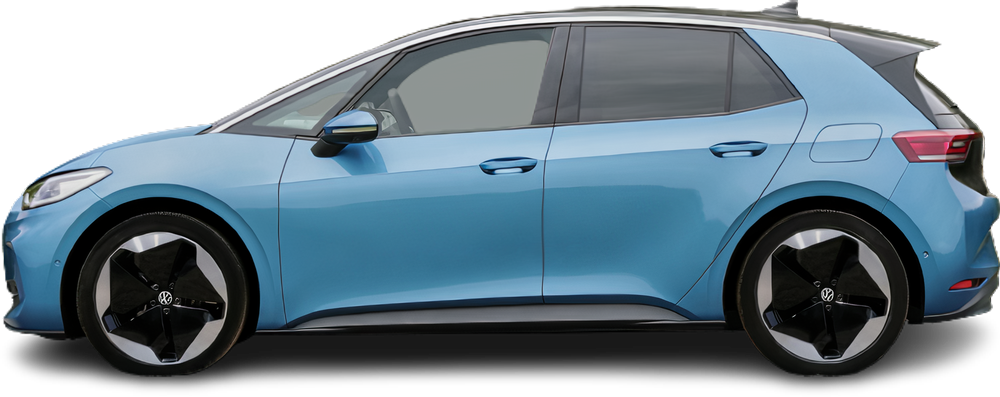 Side view photo of Volkswagen ID.3 Pro S (2023-2024) on transparent background