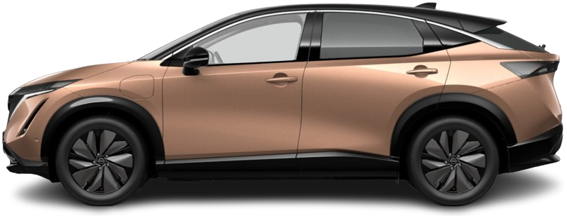 Side view photo of Nissan Ariya 87 kWh e-4ORCE AWD 225 kW (2021-…) on transparent background