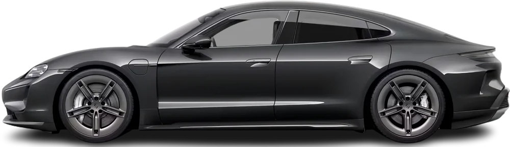 Side view photo of Porsche Taycan Turbo S (2024-…) on transparent background