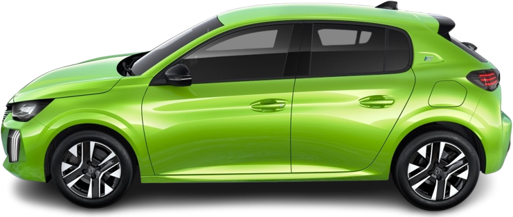 Side view photo of Peugeot e-208 51 kWh (2023-…) on transparent background