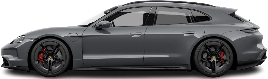 Side view photo of Porsche Taycan GTS Sport Turismo (2024-...) on transparent background