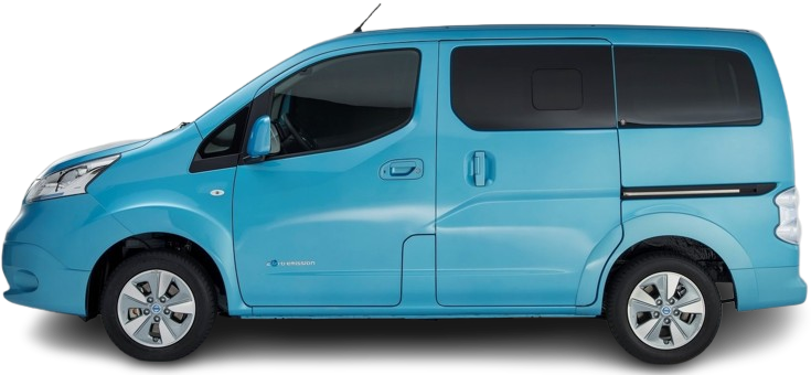 Side view photo of Nissan e-NV200 Evalia 40 kWh (2018-2021) on transparent background