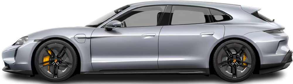Side view photo of Porsche Taycan Turbo S Sport Turismo (2022-2024) on transparent background
