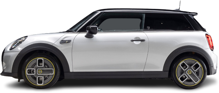 Side view photo of Mini Cooper SE (2021-2024) on transparent background