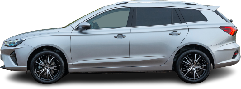 Side view photo of MG MG5 Electric Long Range (2022-…) on transparent background