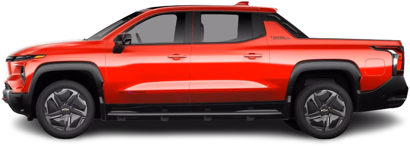 Side view photo of Chevrolet Silverado EV Trail Boss Max Range (2025-…) on transparent background