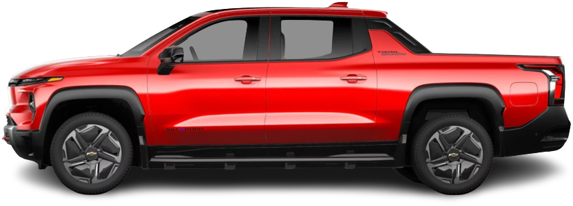 Side view photo of Chevrolet Silverado EV Trail Boss Extended Range (2025-…) on transparent background