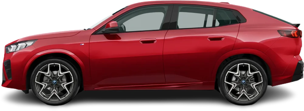 Side view photo of BMW iX2 eDrive20 (2024-…) on transparent background