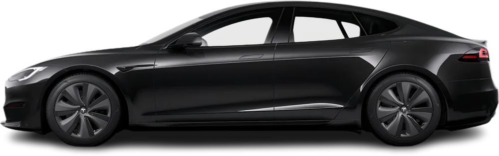 Side view photo of Tesla Model S Dual Motor (2021-…) on transparent background