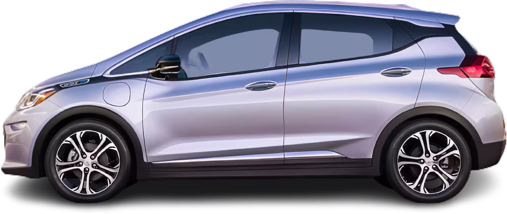 Side view photo of Chevrolet Bolt EV Gen 1 (2017-2019) on transparent background