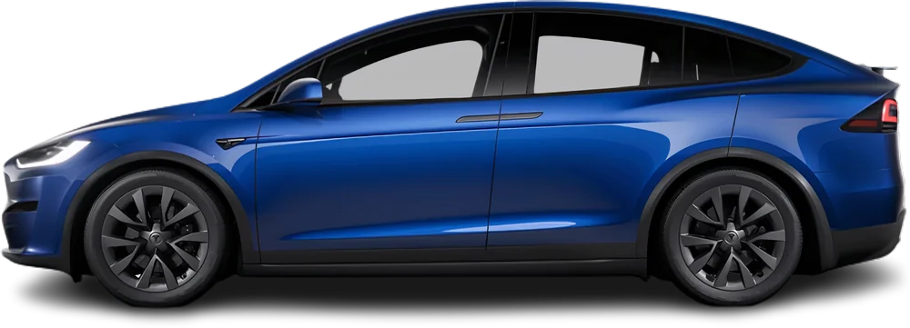 Side view photo of Tesla Model X Dual Motor (2021-…) on transparent background