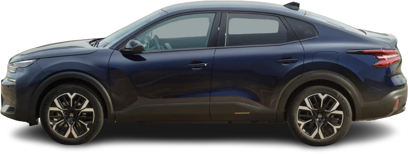 Side view photo of Citroën e-C4 X 54 kWh (2024-…) on transparent background