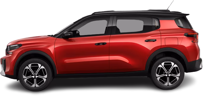 Side view photo of Citroën e-C3 Aircross Comfort Range (2024-…) on transparent background