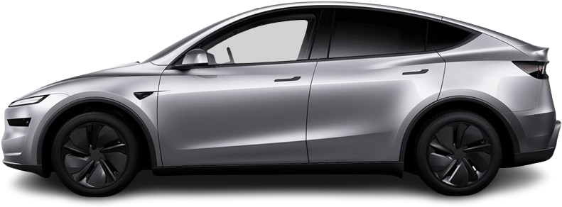 Side view photo of Tesla Model Y Long Range AWD (2025-...) on transparent background