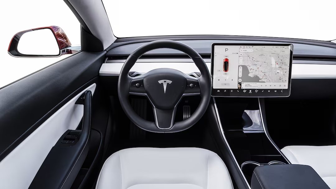 Tesla Model 3 Performance (2018-2024) interior, front seat, driver seat, dashboard, steering wheel, infotainment, cockpit