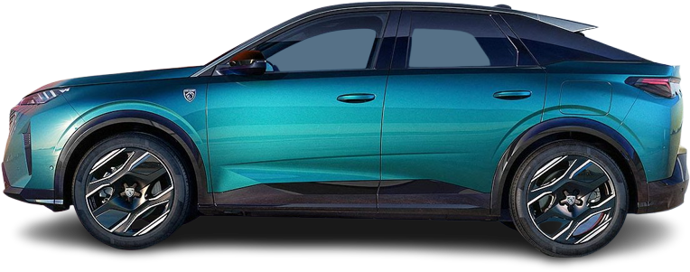 Side view photo of Peugeot e-3008 73 kWh Dual Motor AWD (2024-…) on transparent background