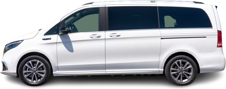 Side view photo of Mercedes EQV 300 Long (2020-2024) on transparent background
