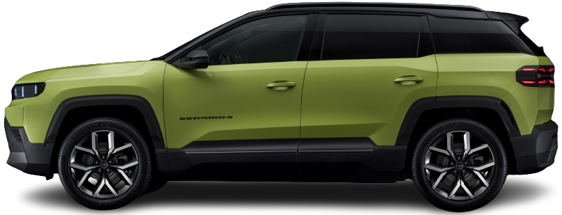 Side view photo of Jeep Compass Electric (2025-…) on transparent background