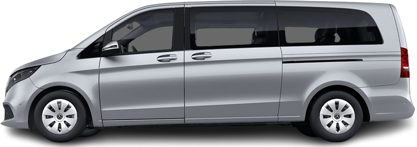 Side view photo of Mercedes eVito Tourer Extra-Long 60 kWh (2024-...) on transparent background