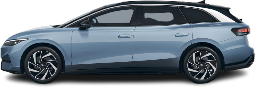 Side view photo of Volkswagen ID.7 Tourer Pro (2024-…) on transparent background